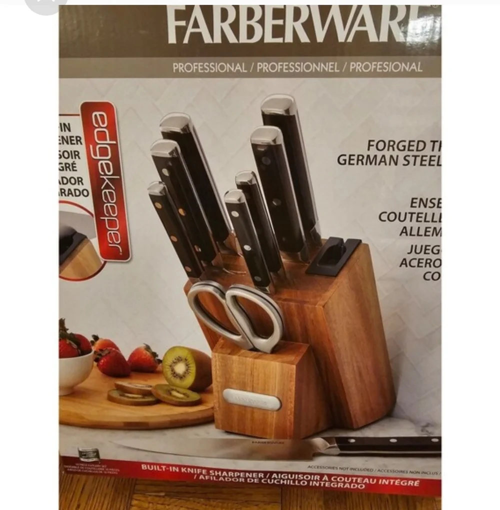 Farberware 10 piece knife set built in sharpener